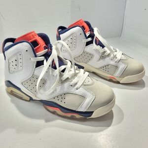 NIKE AIR JORDAN 6 RETRO TINKER INFRARED WHITE GREY YOUTH SHOE 6.5Y/W8 384665-104